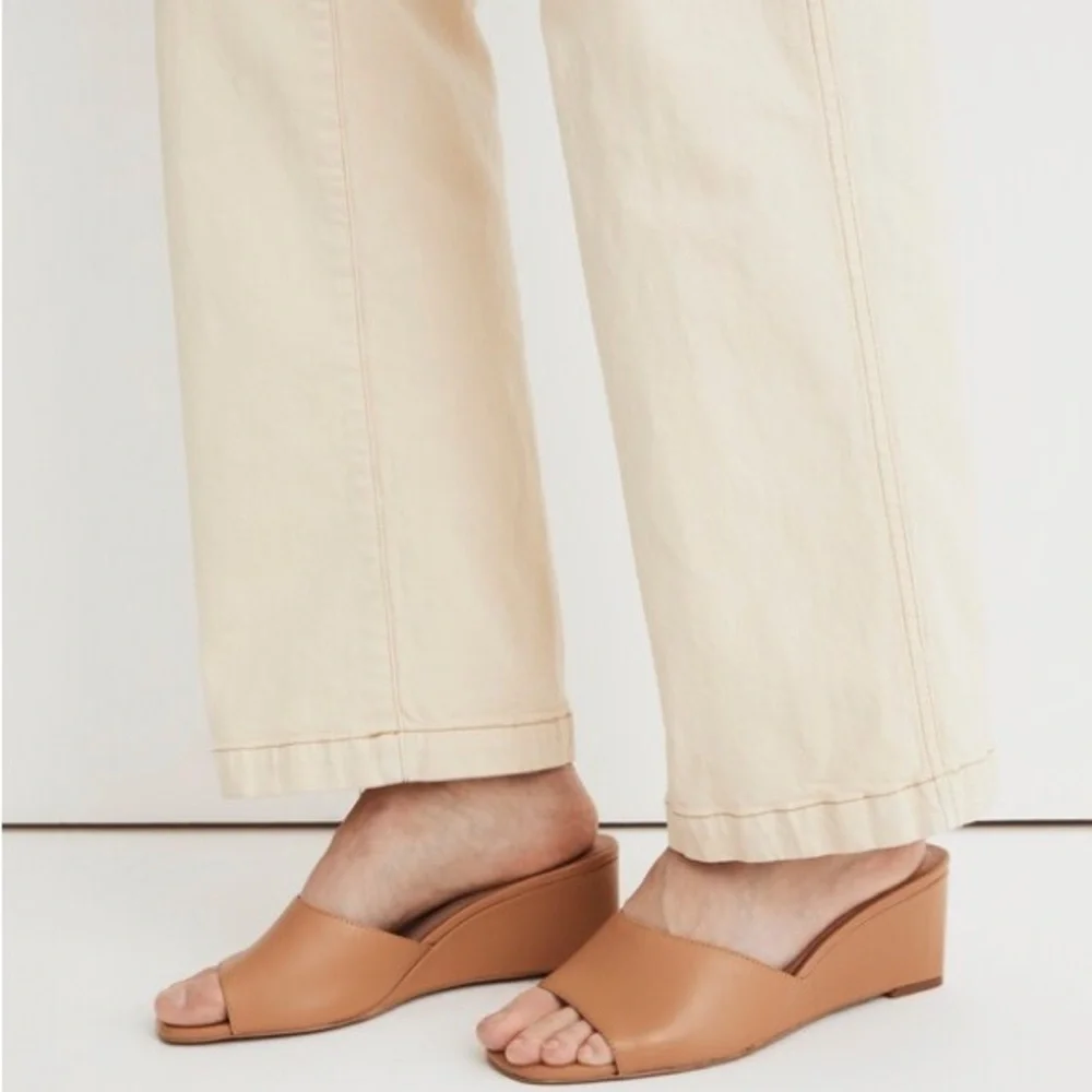 NWT MADEWELL Open Toe Pearl Wedge Mules in Amber Brown ~ Size 7 - Picture 1 of 5